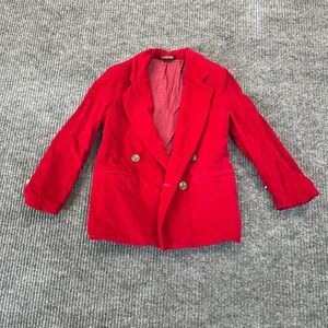 Jonathan Strong Womens Vintage Double Breasted Blazer S Red Velvet Gold Buttons
